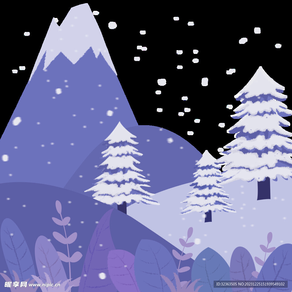 冬季雪山插畫