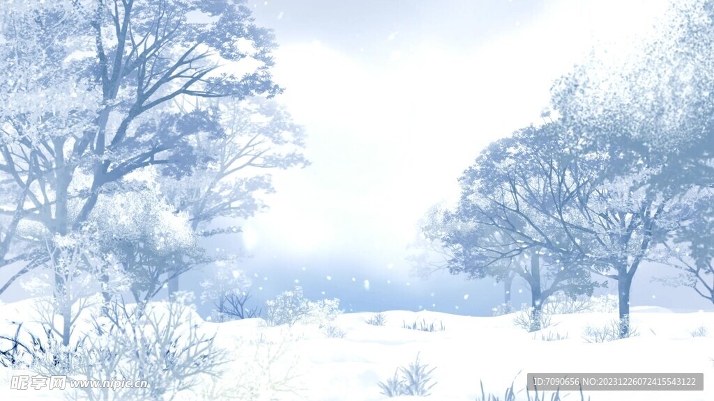 冬天的雪景卡通场景