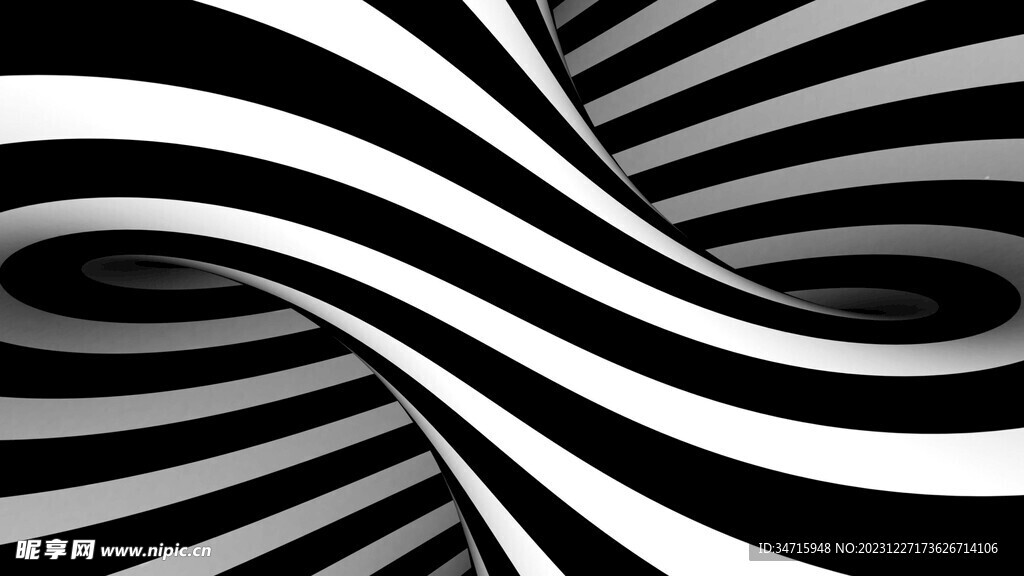 黑白扭曲抽象立体造型