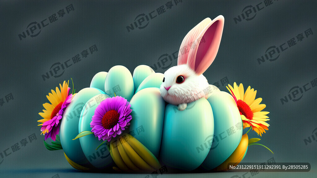 膨脹風(fēng)格 兔子 花
