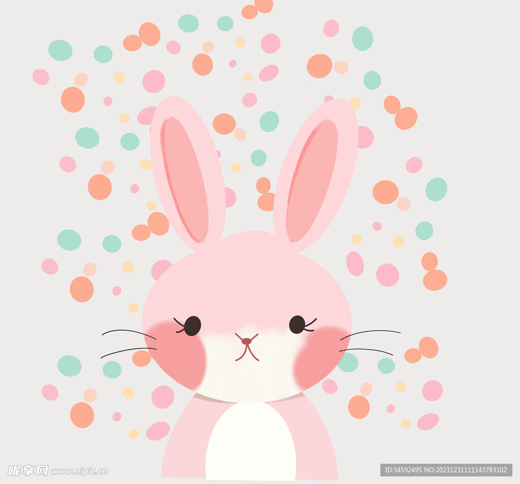 粉嫩小兔插画