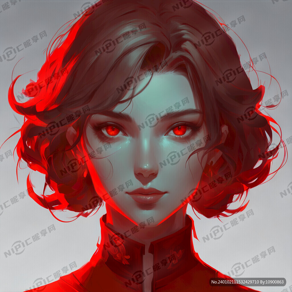 紅色 女頭像 二次元 