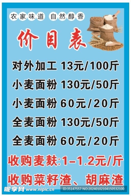 面粉價(jià)目
