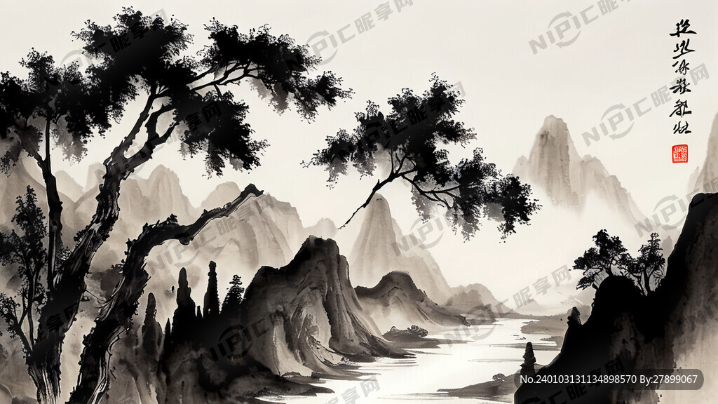 山谷 中國風(fēng) 中國畫 山水