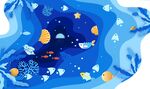 卡通海底世界海洋插图