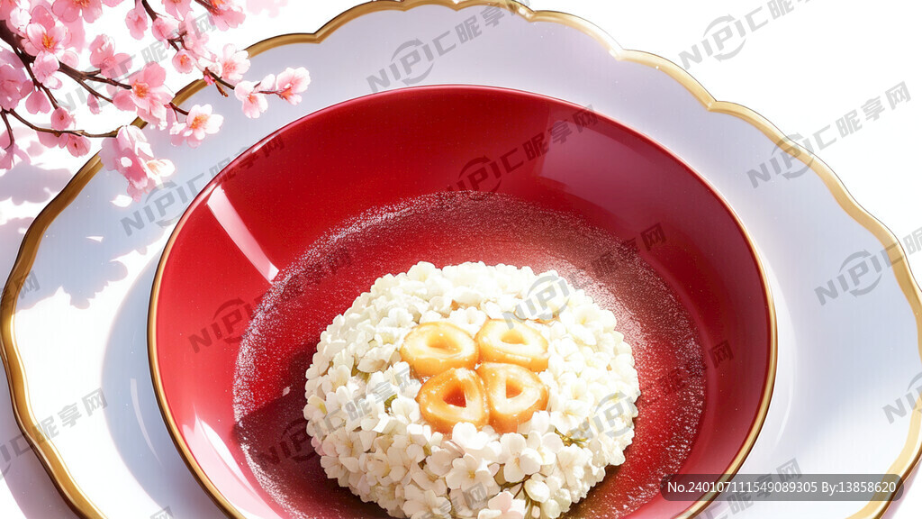 櫻花 粉色團(tuán)子三個(gè) 淺色背景