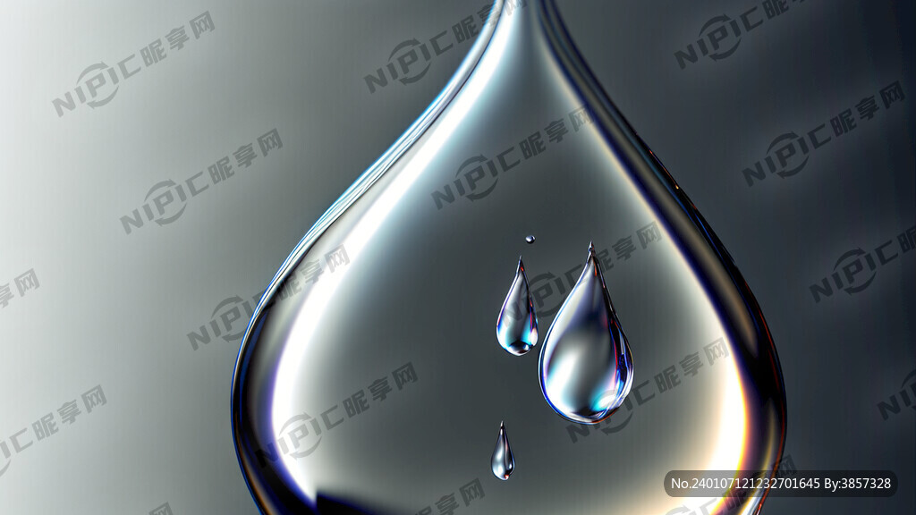 透明的水滴 在金屬鏡面上