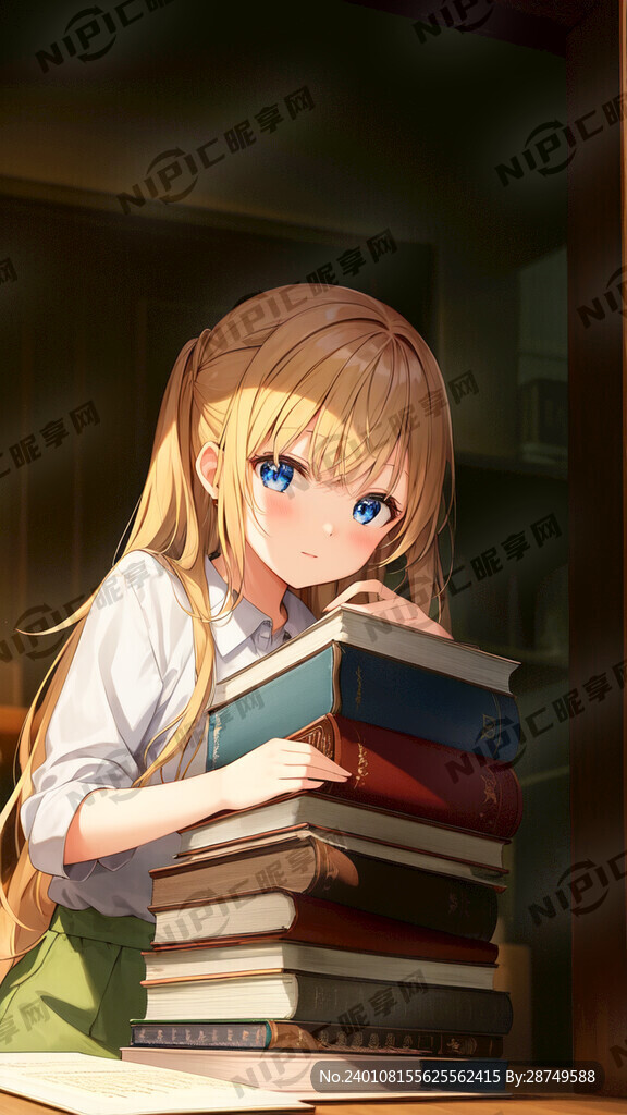 抱著一摞書的女生