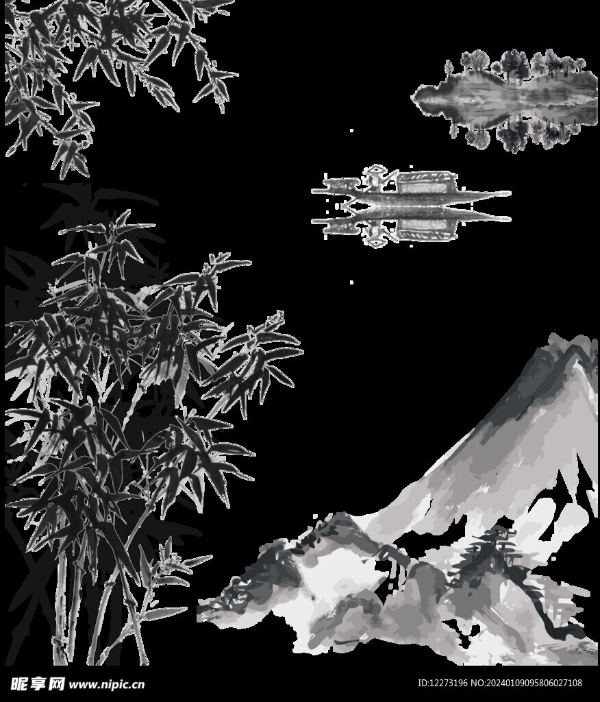 水墨山水國畫         