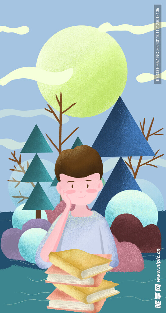 男生扁平風格插畫