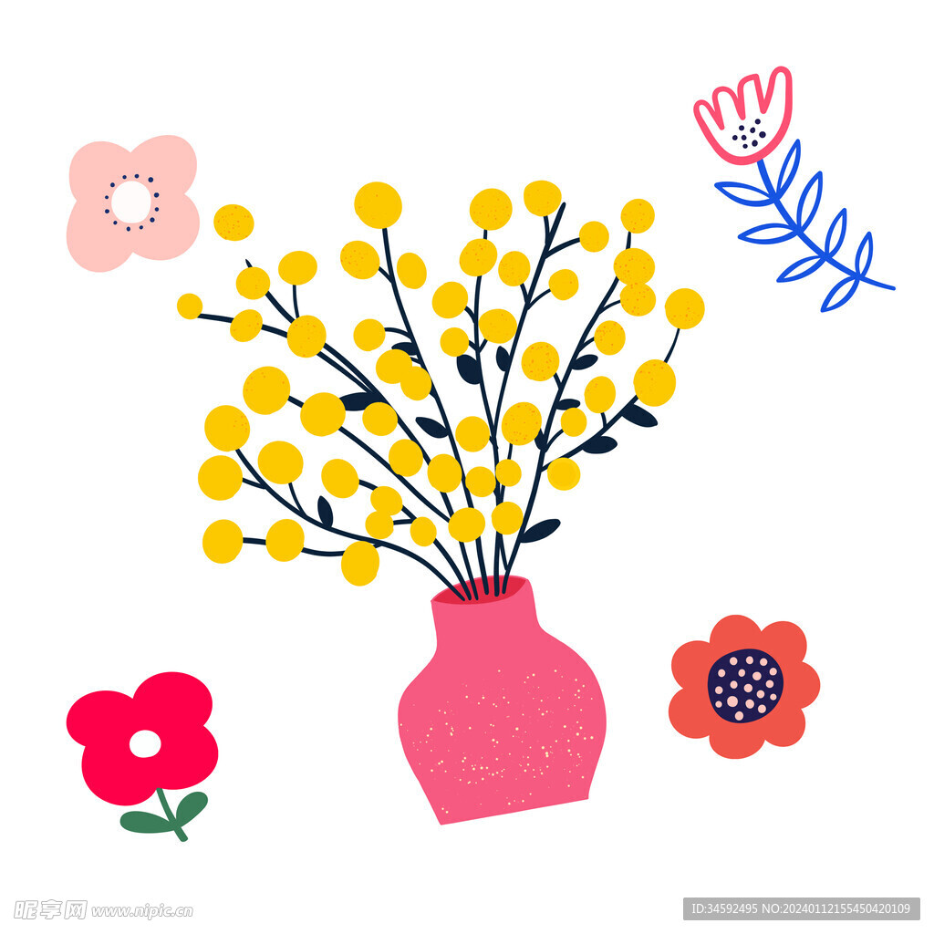 童趣涂鸦花卉