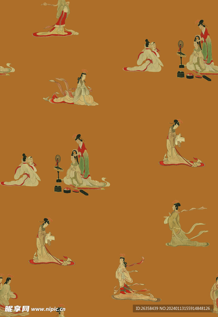 仕女印花