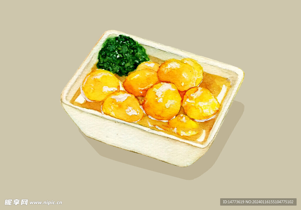 插畫美食咖喱魚蛋