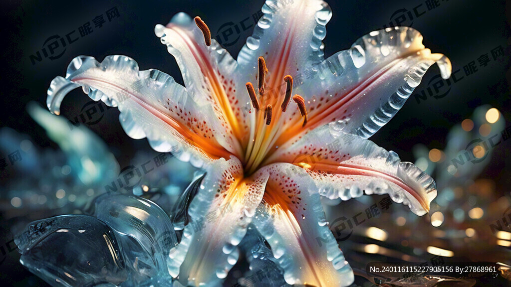 黃金比例構成 一顆冰晶百合花