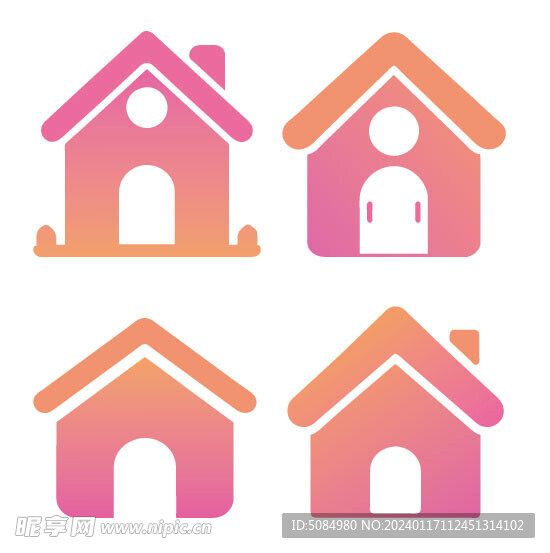 粉红渐变 房屋logo