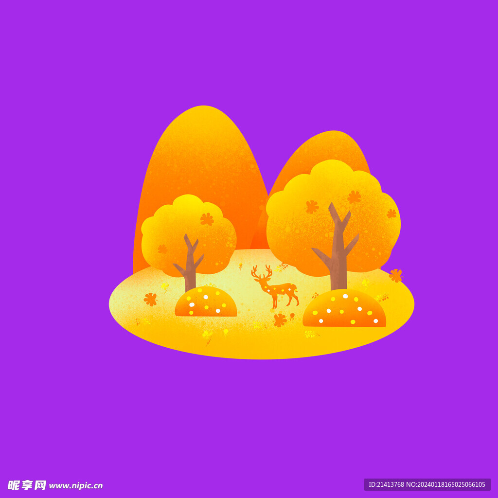 手繪秋天風景