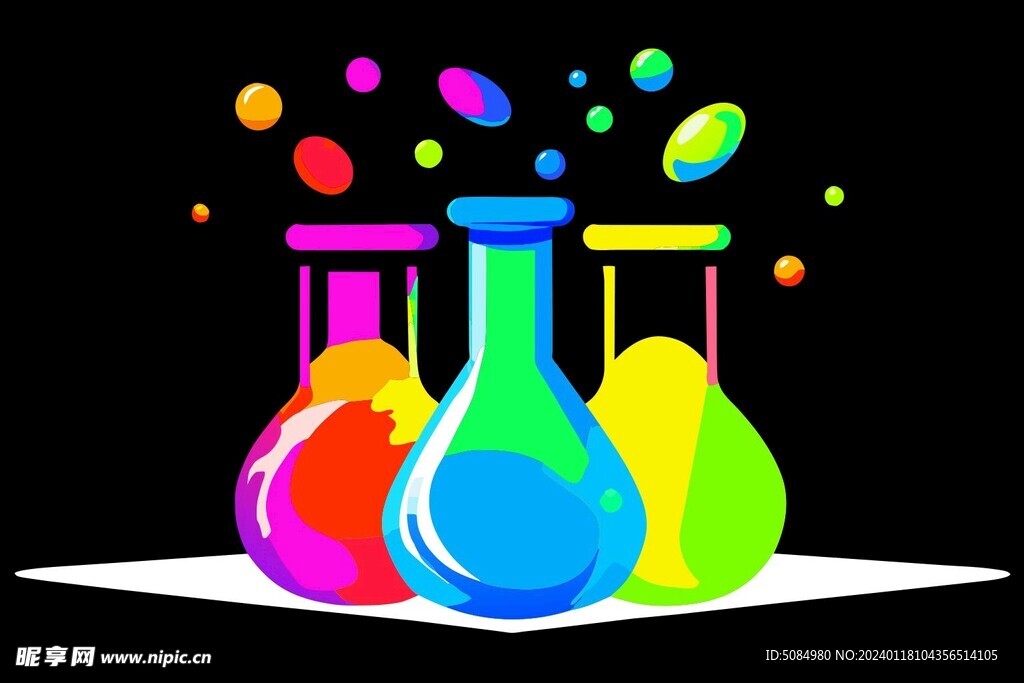 实验室彩色液体烧杯