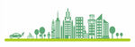绿色出行城市建筑简笔画