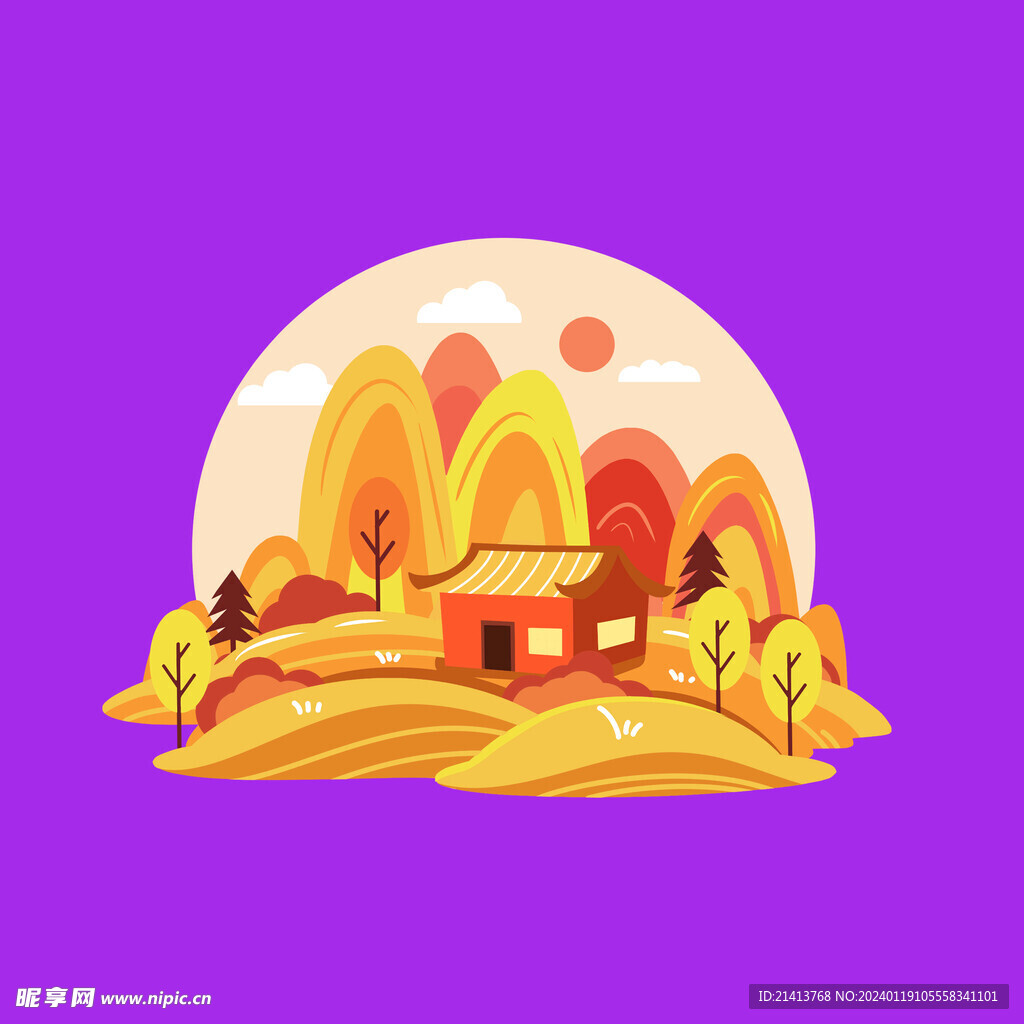 手繪秋天風景