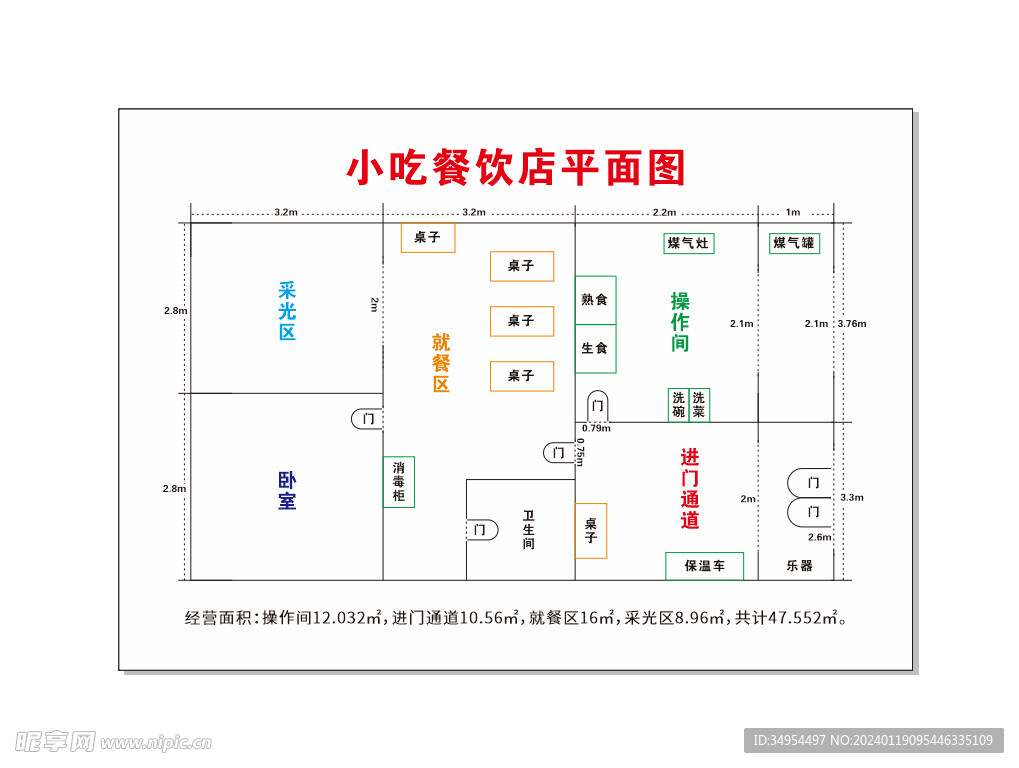 小吃店餐饮店经营平面图