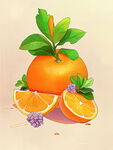 手绘卡通扁平橙子包装创意桔子水