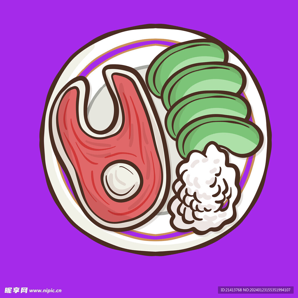 手繪西餐牛排 