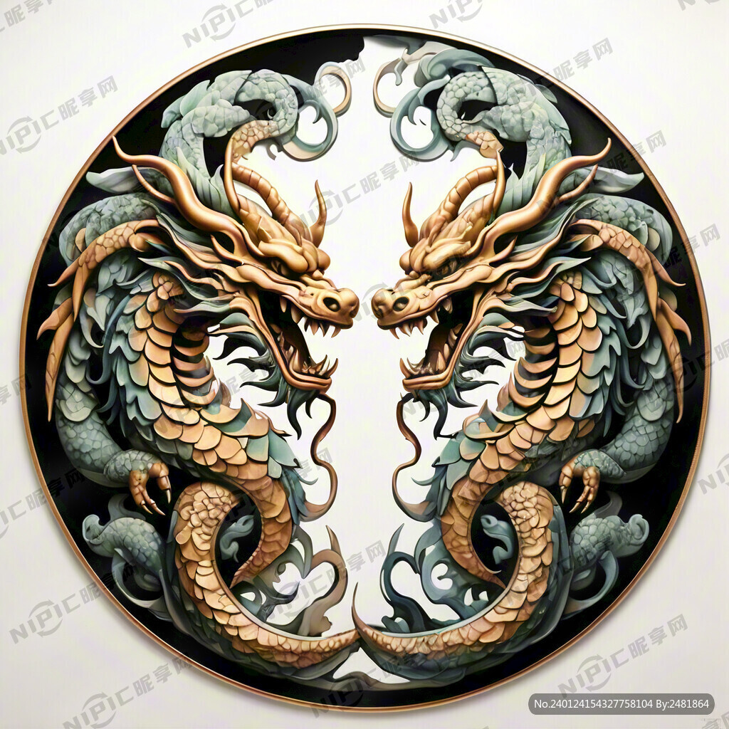 金色的兩條太極樣式生猛中國風(fēng)的