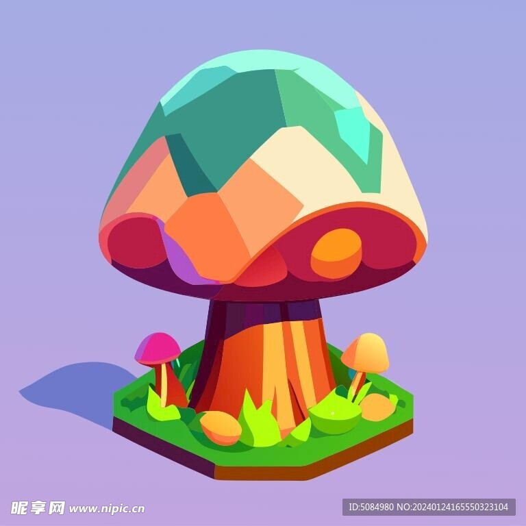蘑菇3D剪贴画