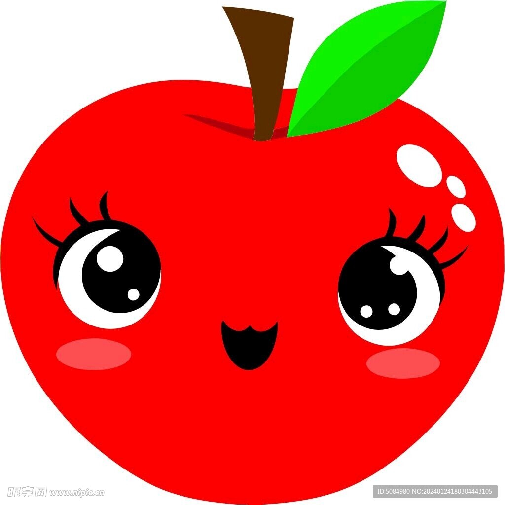 卡通眼睛红苹果