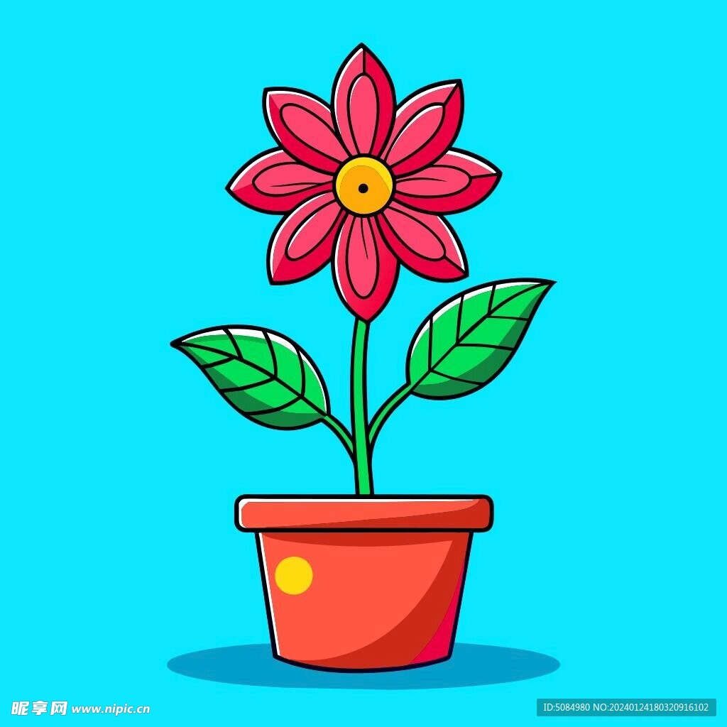 陶罐中的紅花插圖