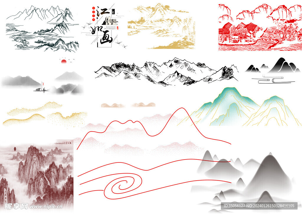 山 線條 