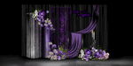 黑紫亮片婚礼迎宾区手绘设计效果