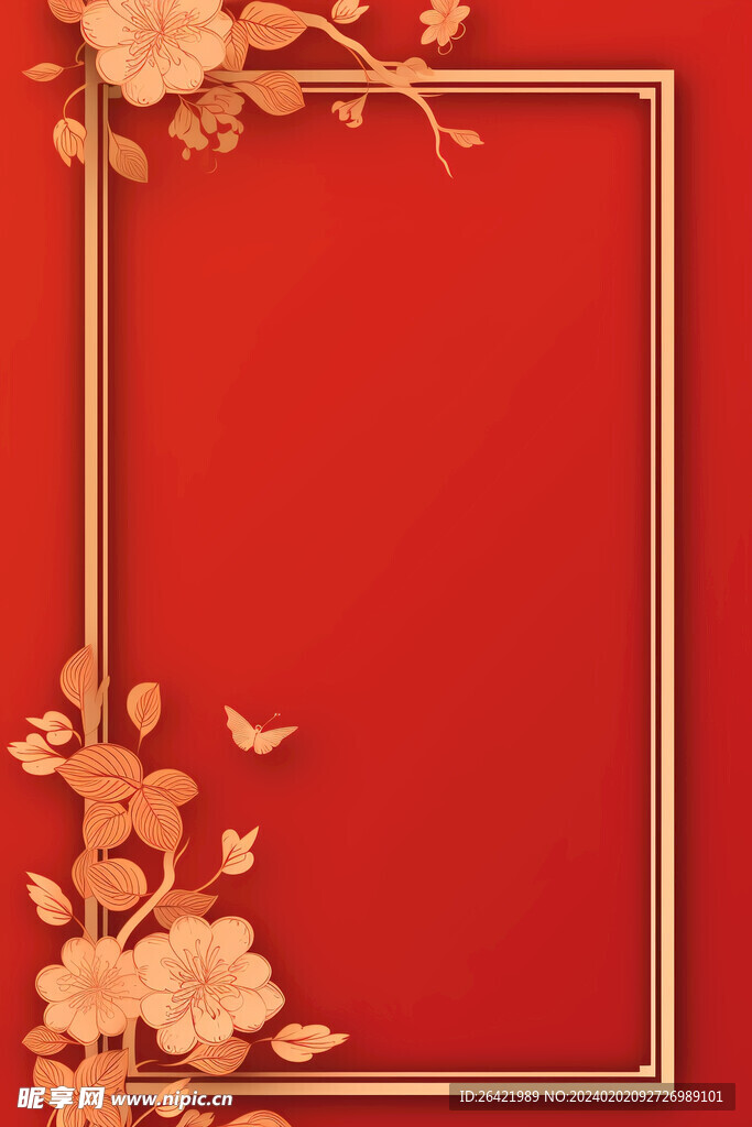 喜慶花朵紅色春節背景