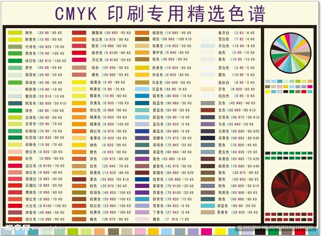 CMYK印刷色表