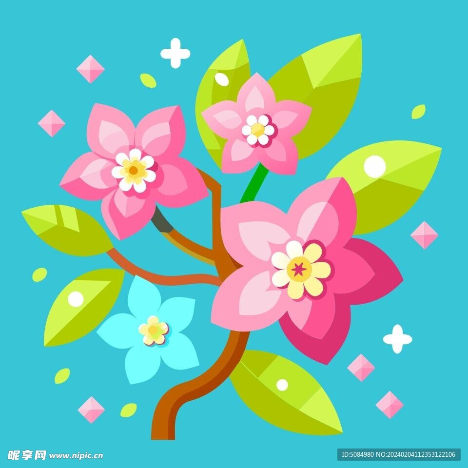 简洁的彩色节日素材樱花