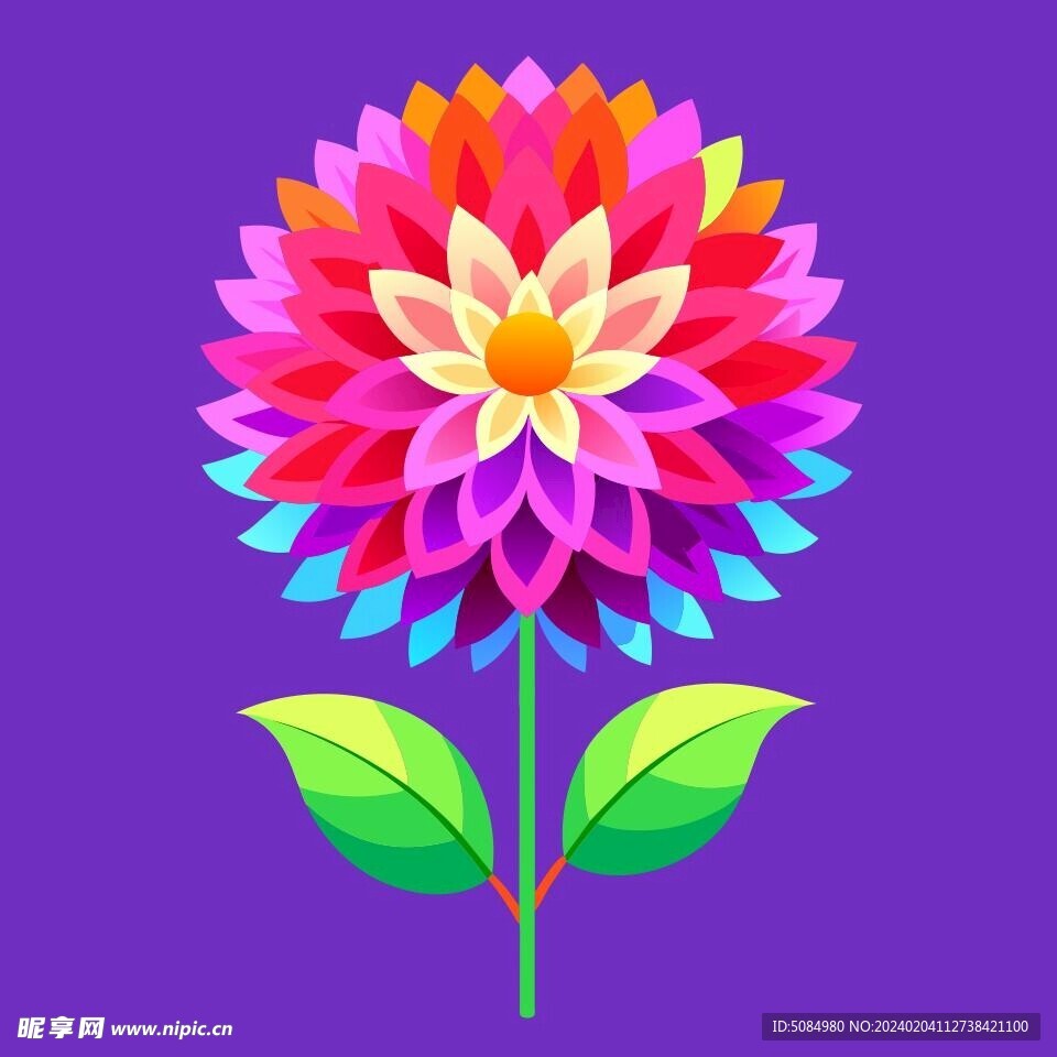 简洁的彩色节日素材简易版菊花