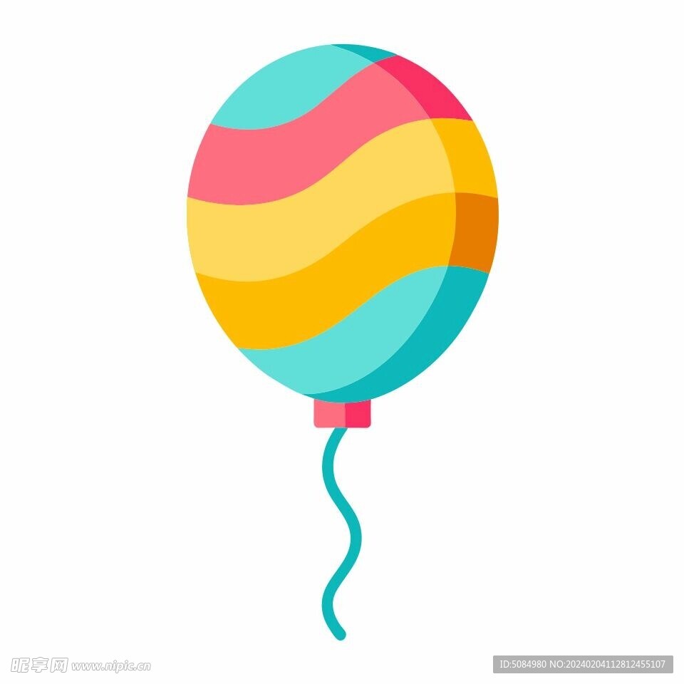 多彩节日素材波浪线气球