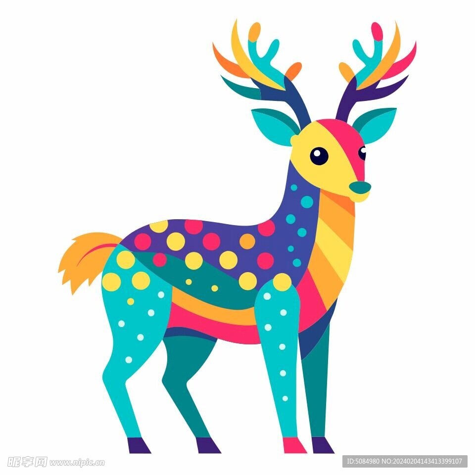 简洁的彩色节日素材麋鹿