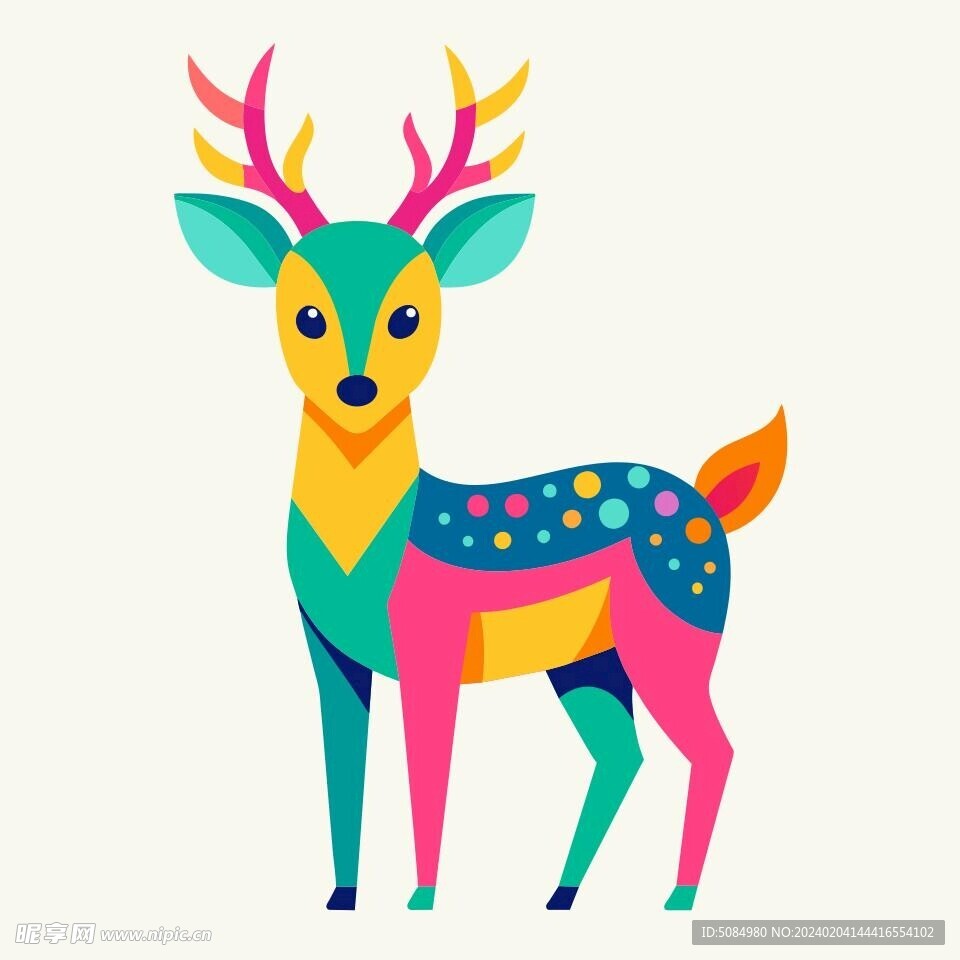 简洁的彩色节日素材梅花鹿
