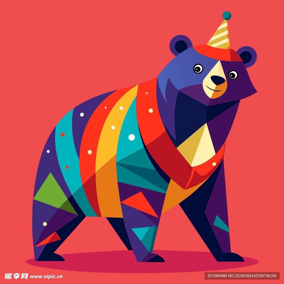 简洁的彩色节日素材灰熊