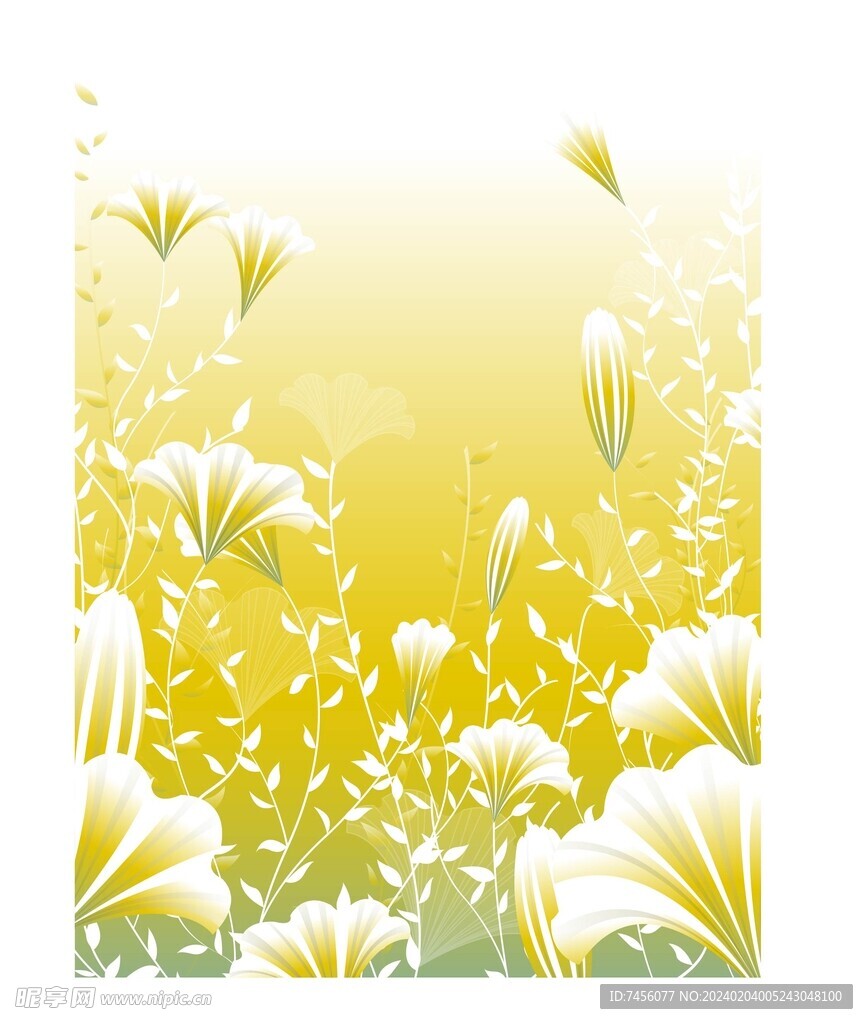 花卉水彩黄色背景素材