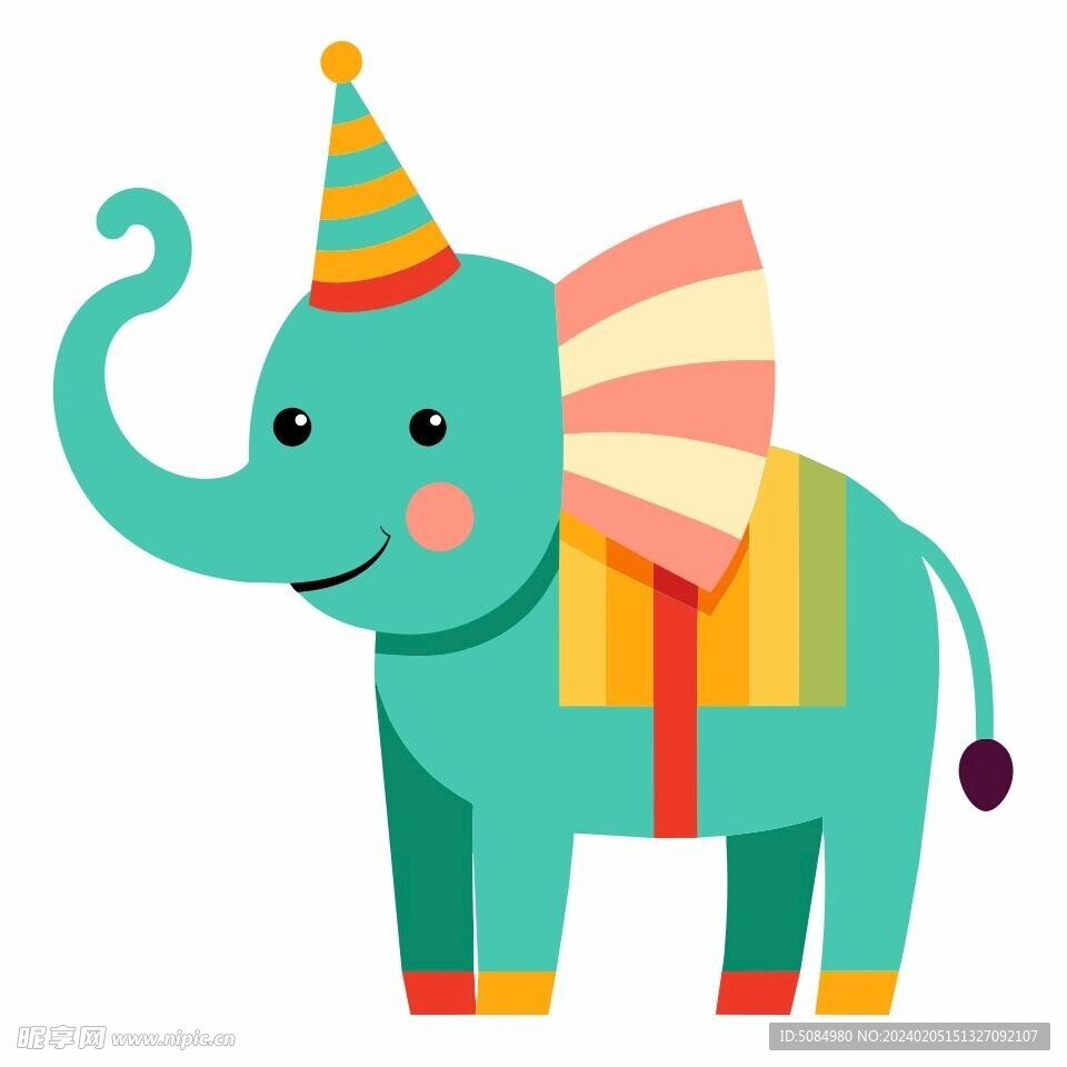 简洁的彩色节日素材大象
