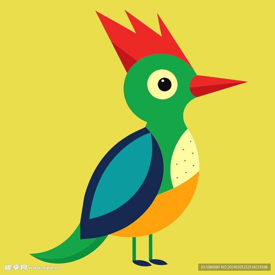 简洁的彩色节日素材啄木鸟