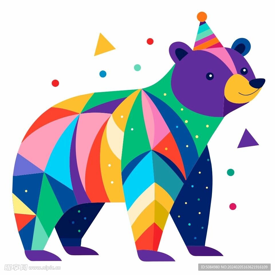 简洁的彩色节日素材灰熊