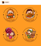 卡通人物餐饮标志矢量图