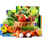 水果蔬菜篮子堆