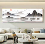 新中式背有靠山客厅沙发装饰画