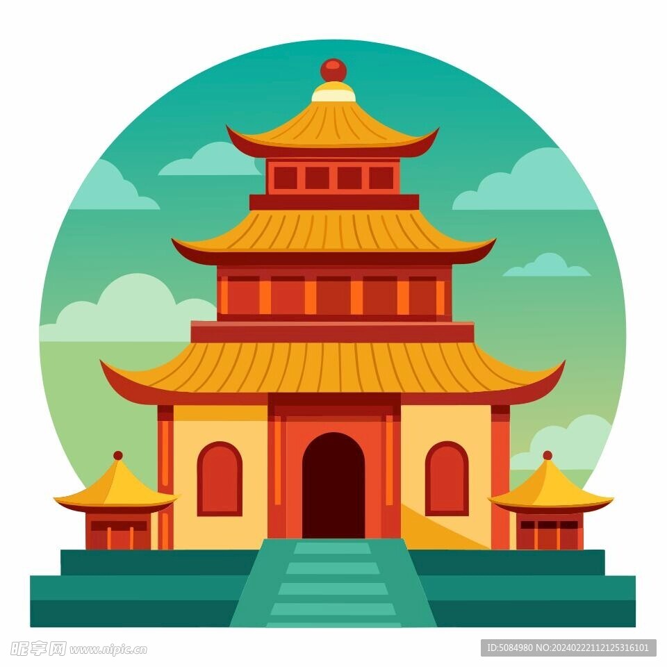 中国风古建筑插图