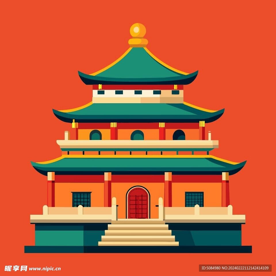 中國(guó)風(fēng)古建筑插圖