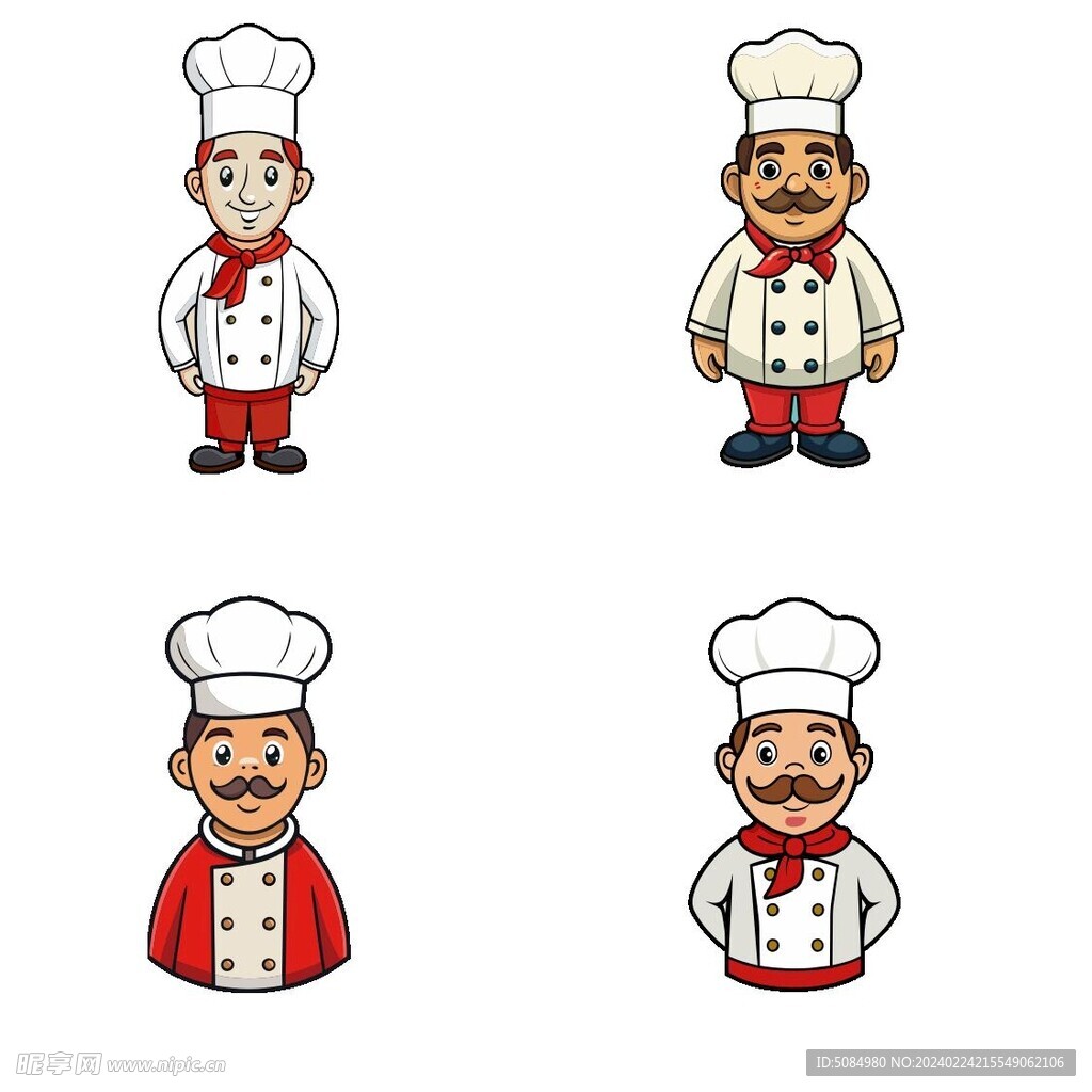 卡通风格厨师组图